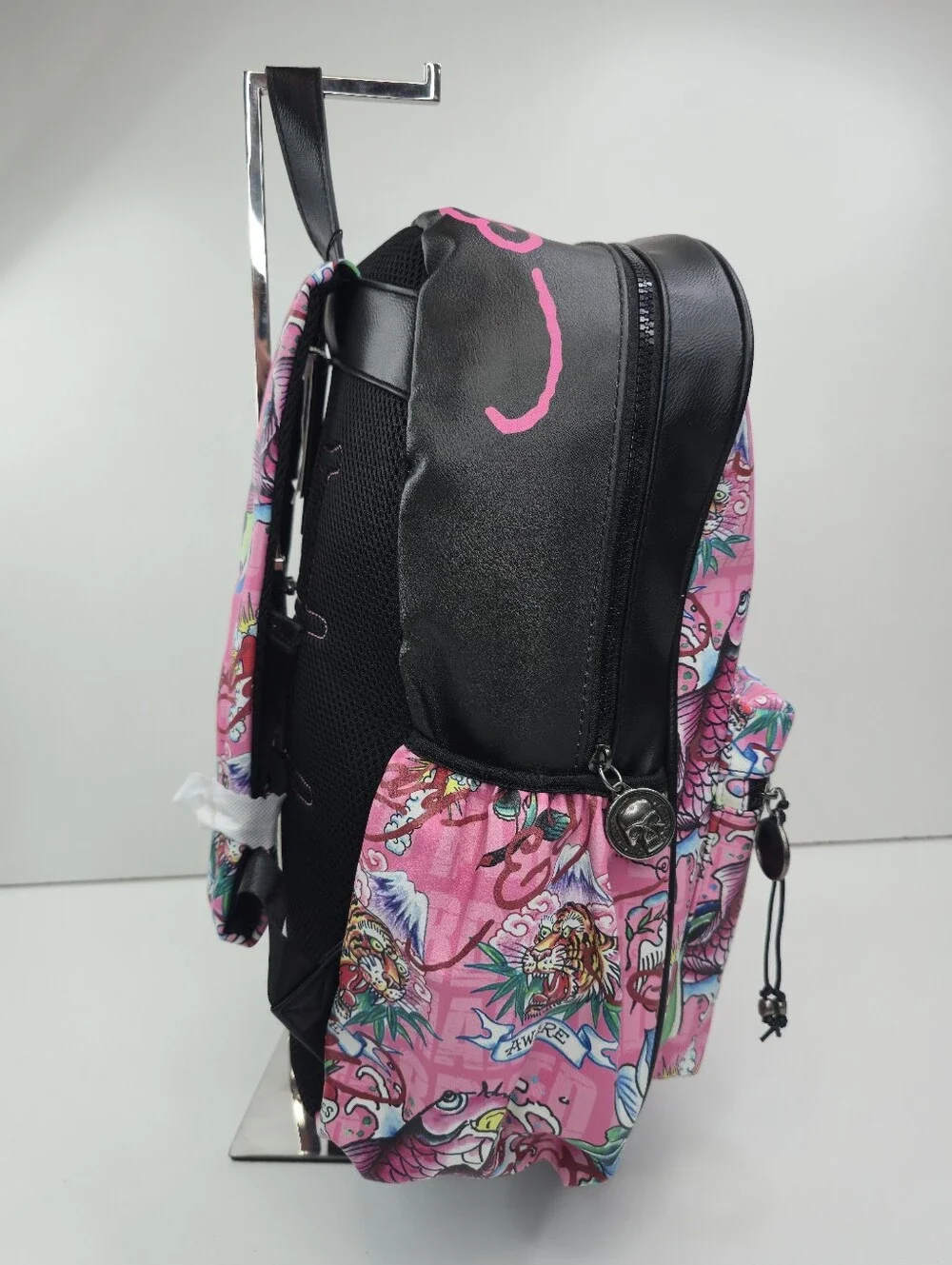 Ed Hardy Love Kills Slowly Tattoo Print Lap Top Backpack Pink Black Skull NWT